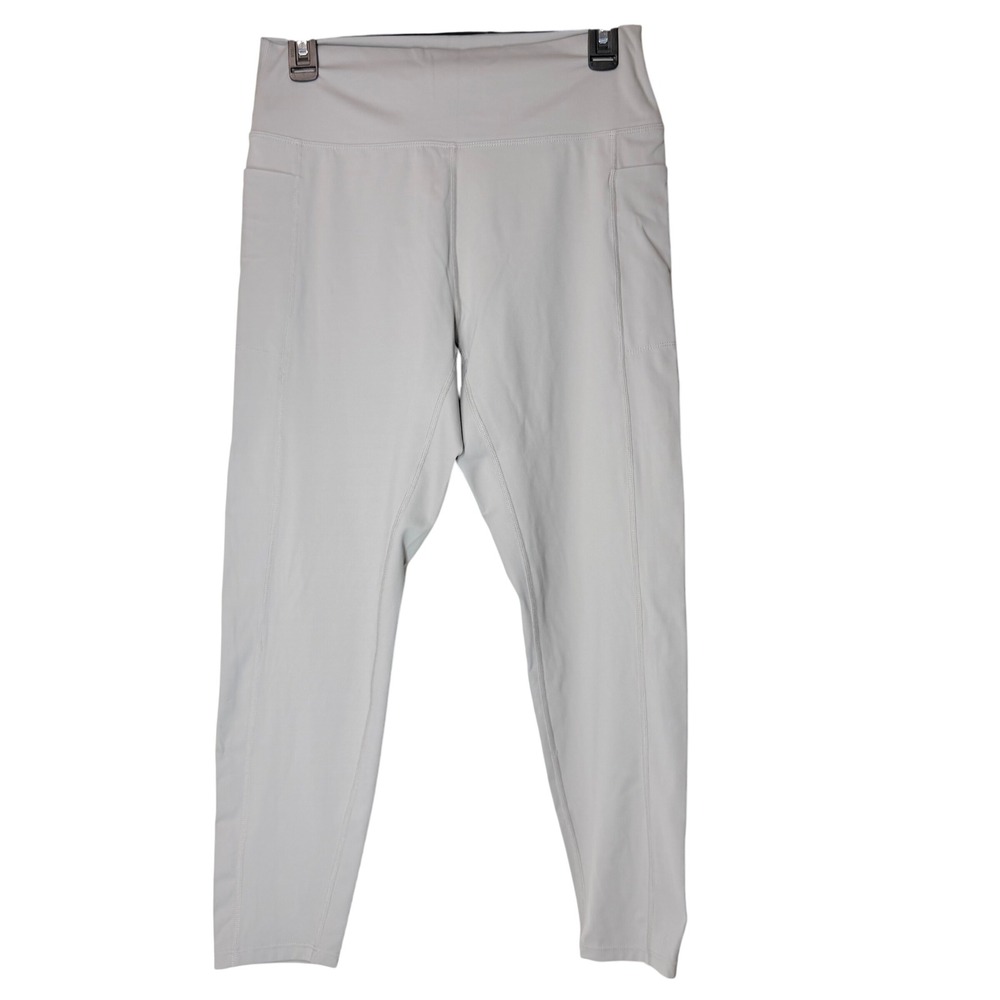 Danskin Womens XL Activewear Leggings Athletic Cream Stretch Pocket Workout Yoga